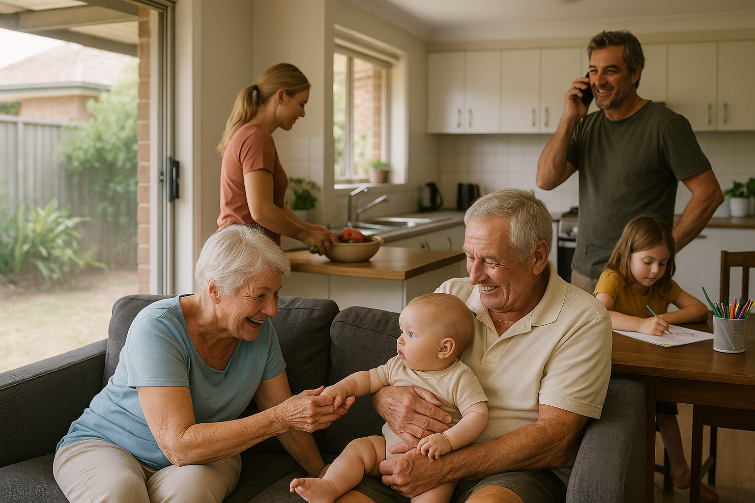 multigen1 Multigenerational living showing family members interacting inside a home