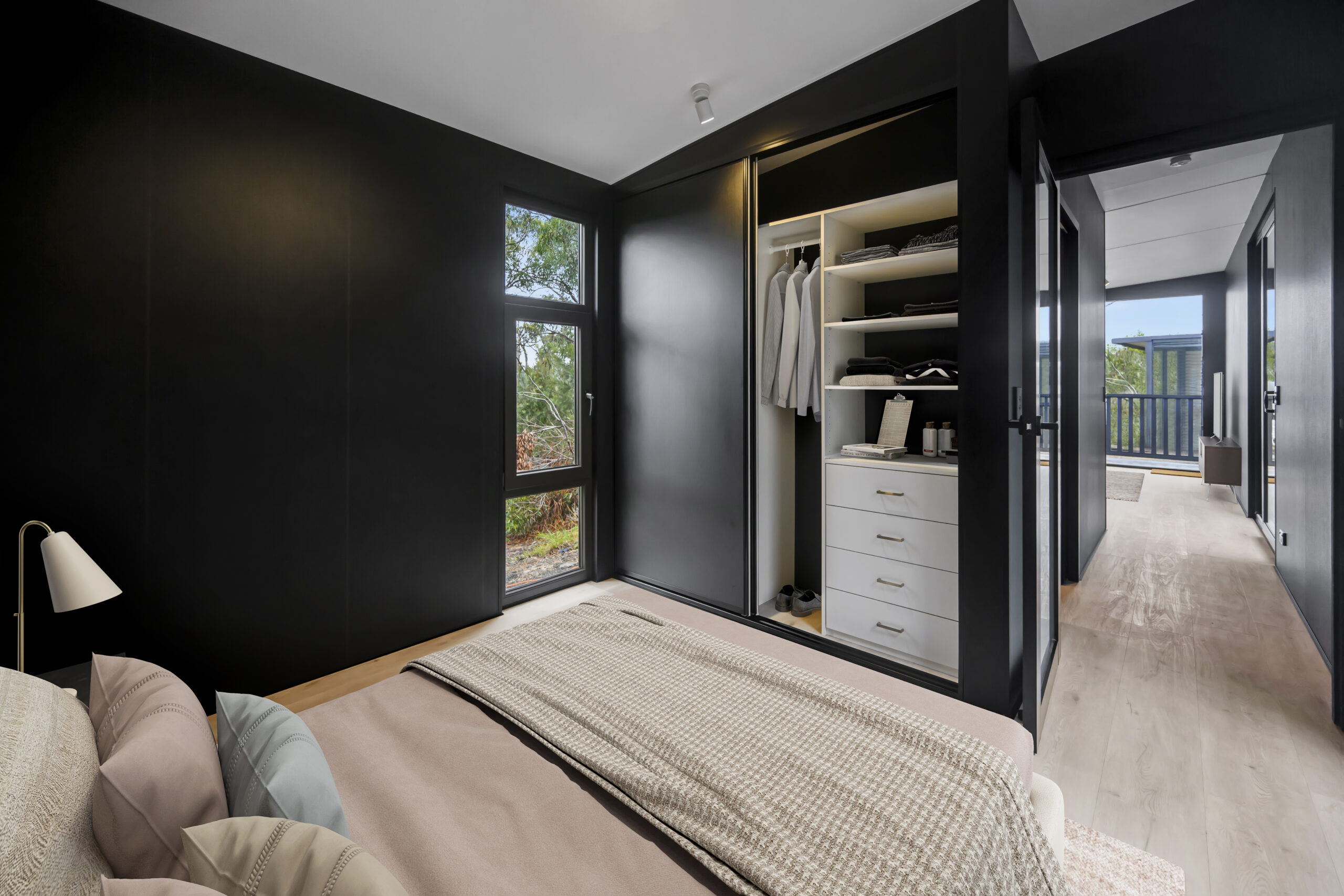 Bedroom with wardrobe storage